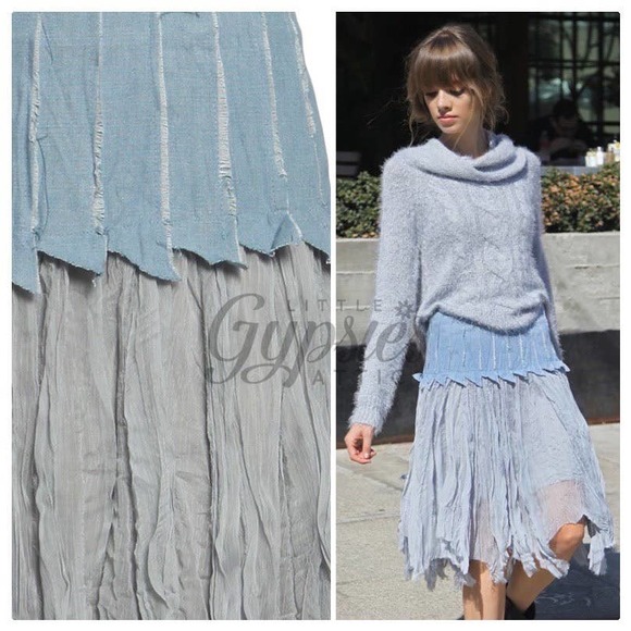 Ryu Vintage Blue Feathering Skirt - Picture 6 of 10